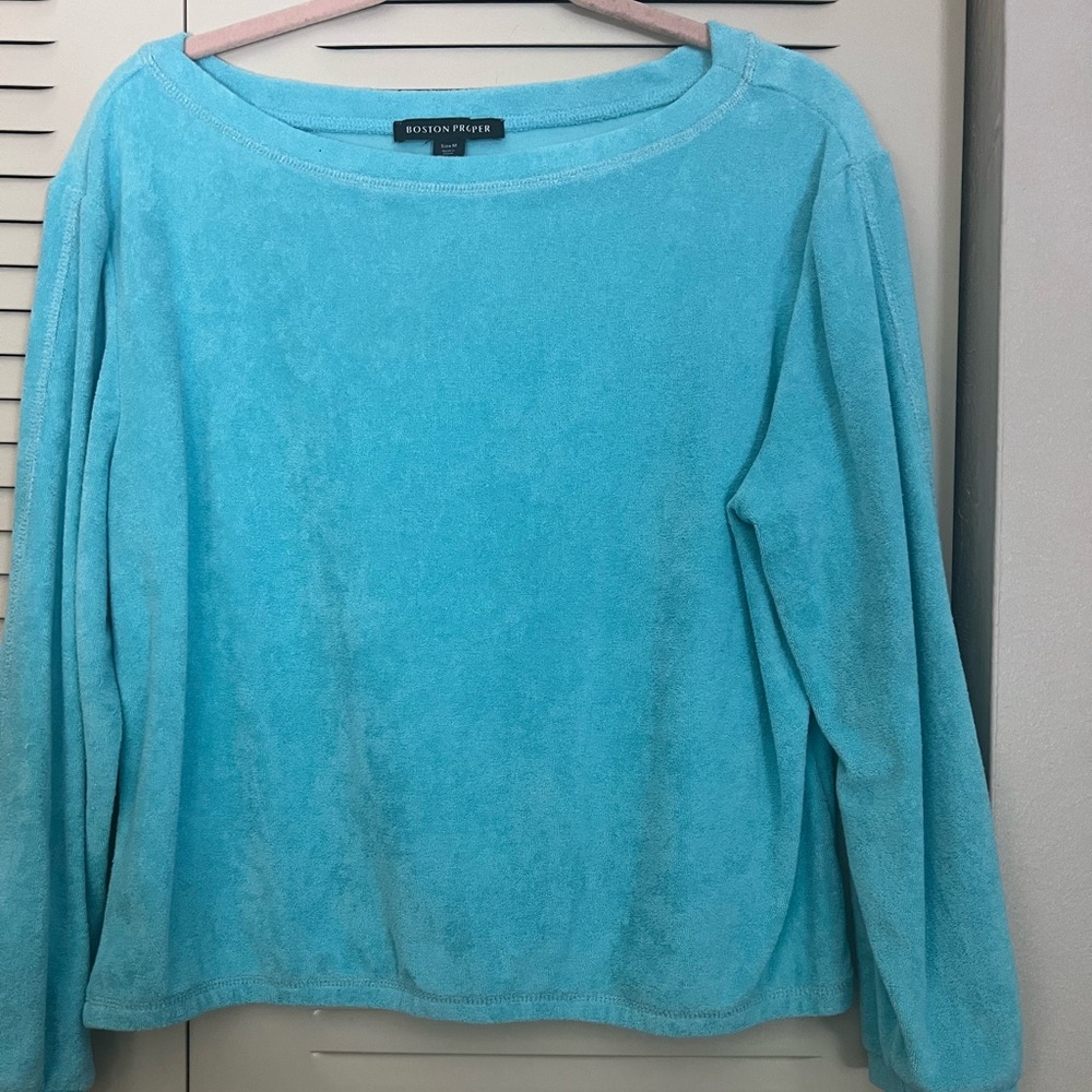 Turquoise terrycloth top